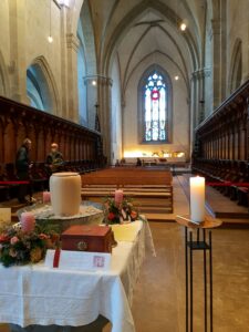Nondenominational funeral ceremony in Switzerland with abbot Reding (zen monk)