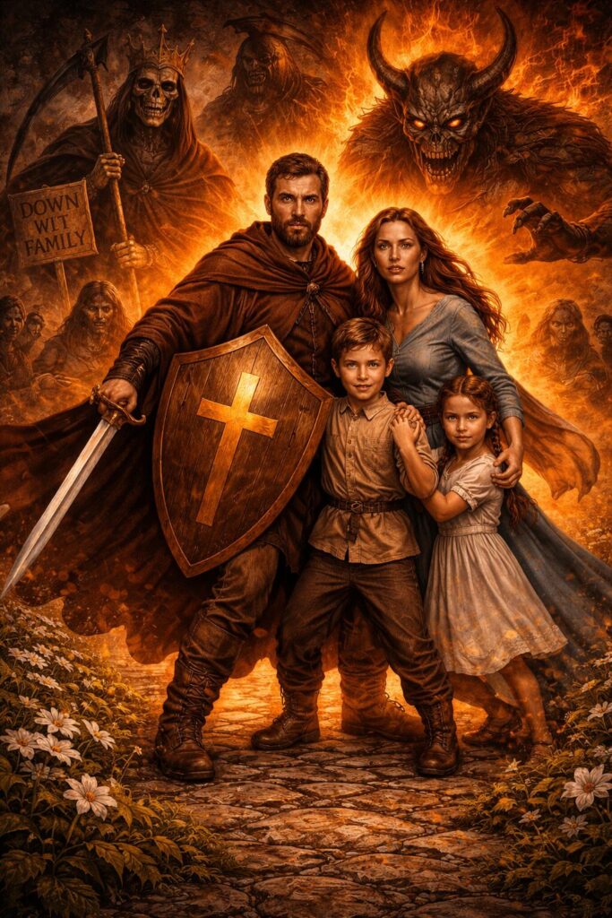 Der Vater betet für seine Kinder